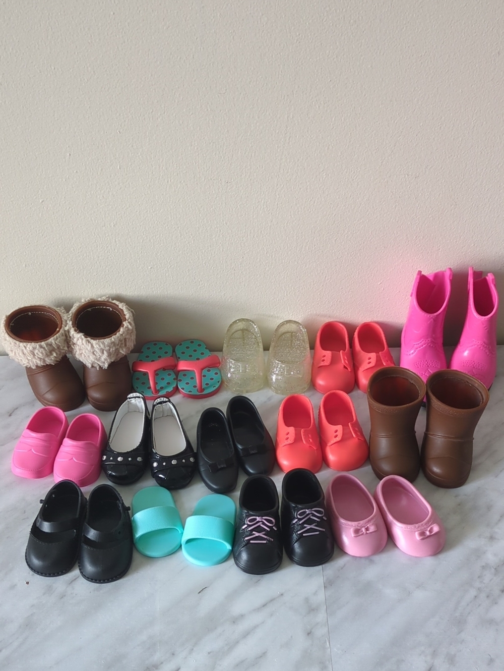 Doll Shoes - Pink, Black, Brown, Coral, Mint, Gold